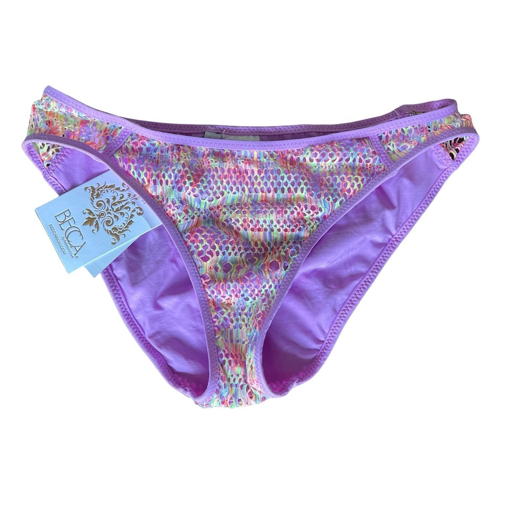 NWT Becca Womens Adela Bikini Hipster Fit Bottom Crochet Multicolor Size S
